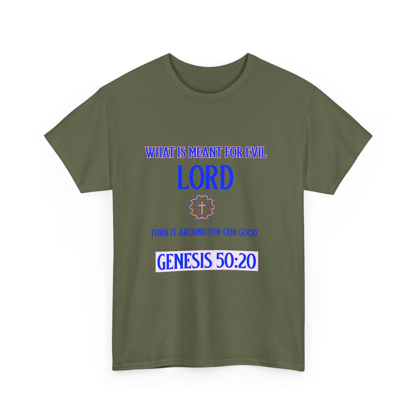 Inspirational Unisex Heavy Cotton Tee - Genesis 50:20 Design