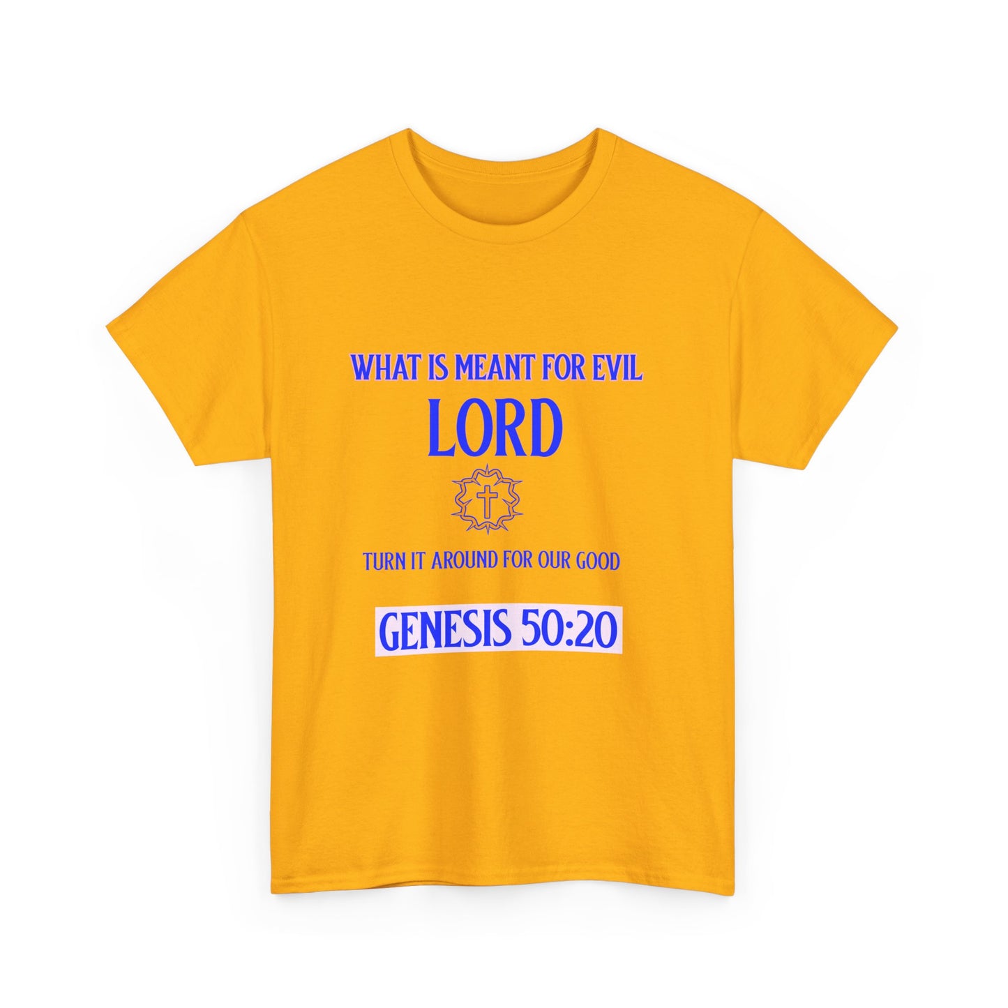 Inspirational Unisex Heavy Cotton Tee - Genesis 50:20 Design