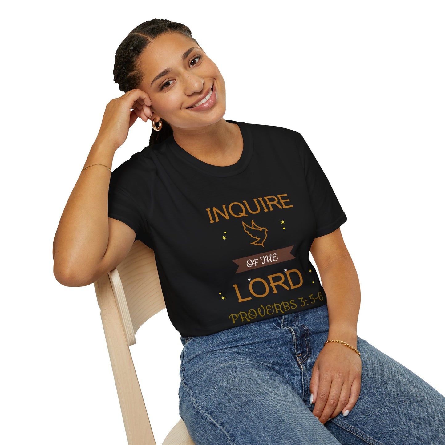 Inquire of the Lord T-Shirt - Unisex Softstyle Tee with Proverbs 3:5-6