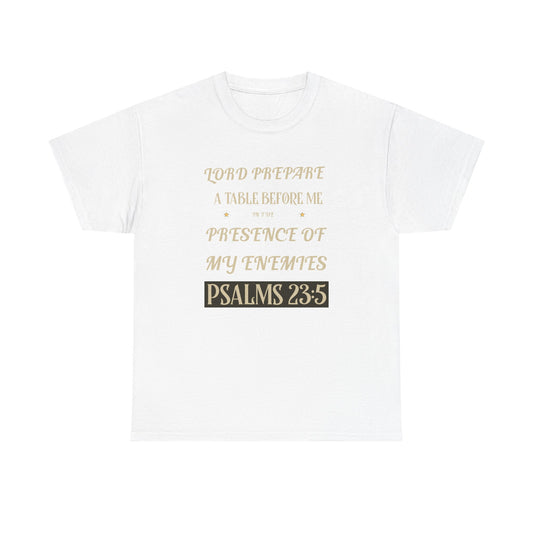 Inspirational Psalms 23:5 Unisex Heavy Cotton Tee - Faith & Strength Shirt