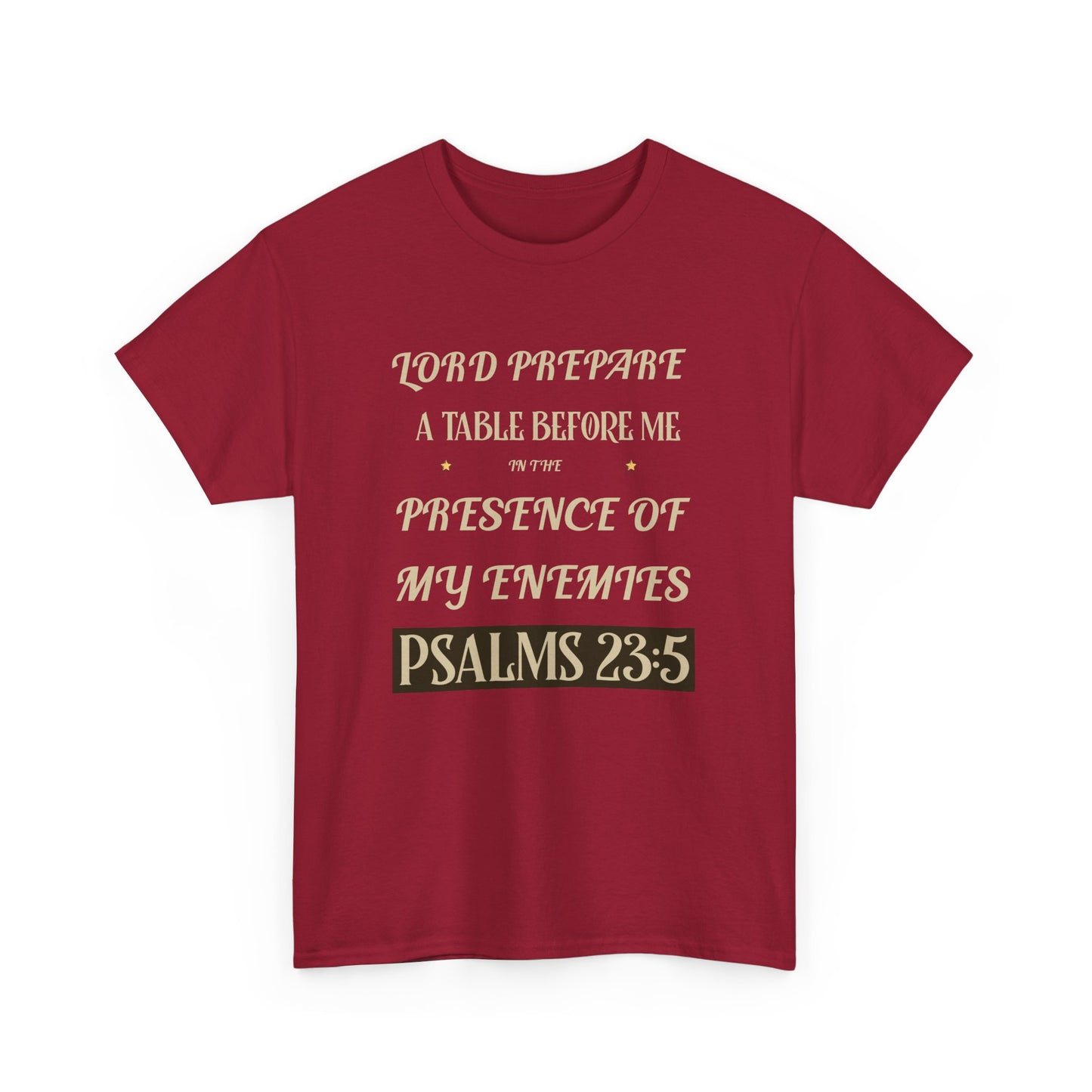 Inspirational Psalms 23:5 Unisex Heavy Cotton Tee - Faith & Strength Shirt